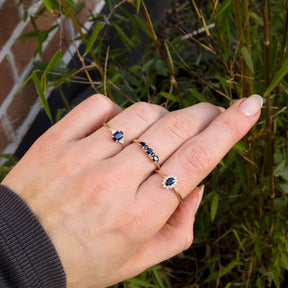 Trio Blue Sapphire ring | 14K Gold